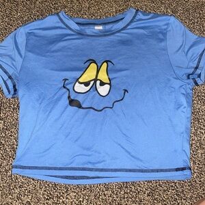 Blue printed crop top